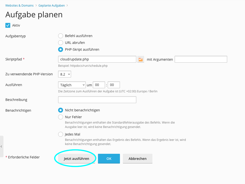 Aufgabe planen